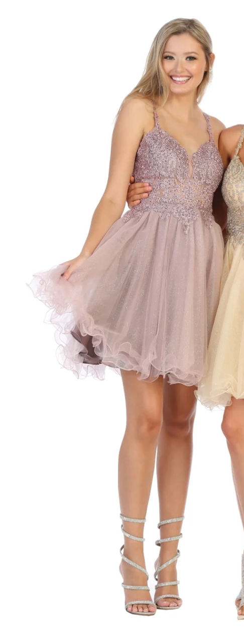 Short Sleeveless Ruffled Dress by May Queen MQ1693