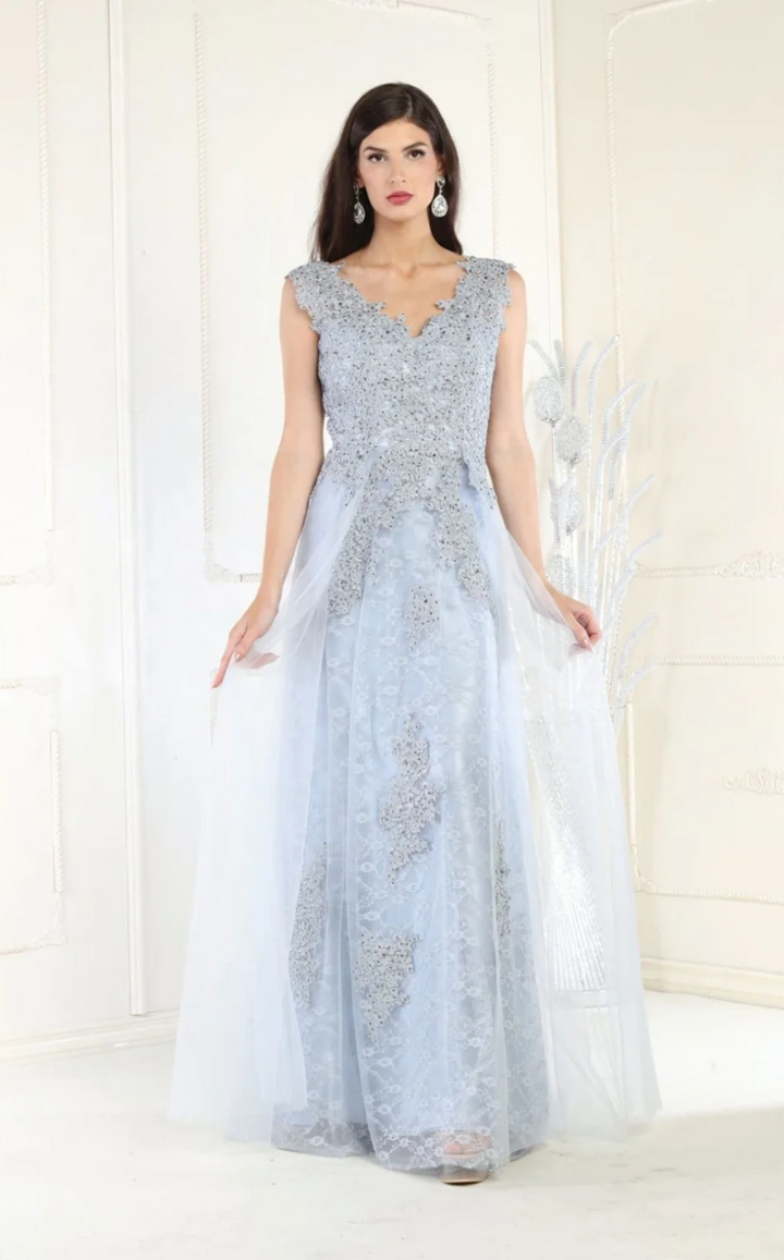 Applique V-Neck A-line Gown by May Queen MQ1799