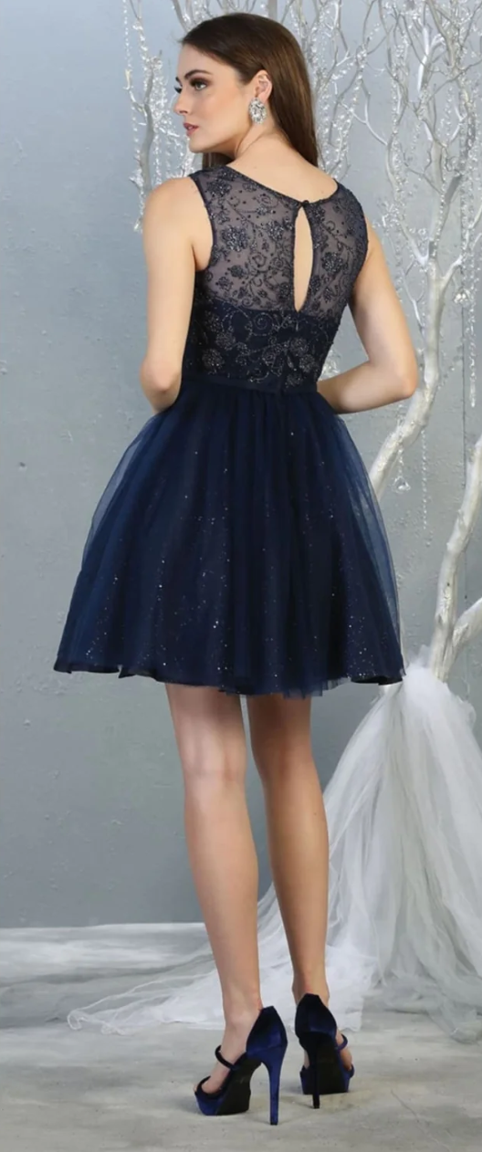 Glitter Short Sleeveless Dress by May Queen MQ1803