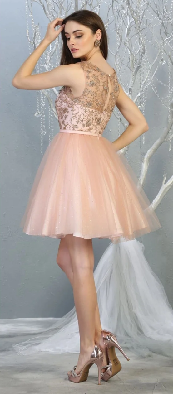 Glitter Short Sleeveless Dress by May Queen MQ1803