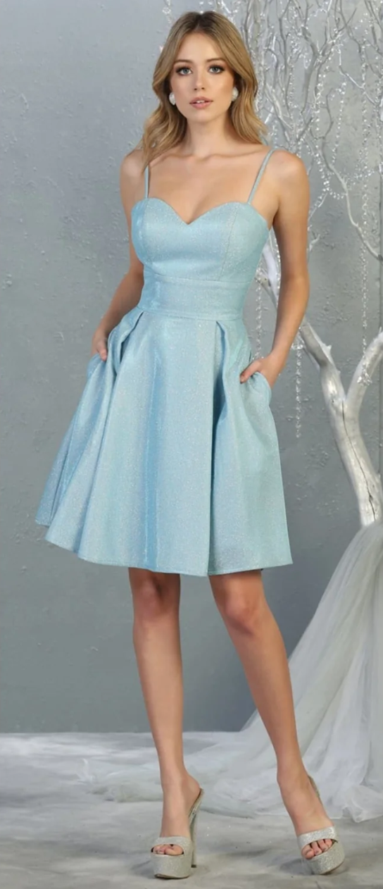 Glitter Short Sleeveless Dress by May Queen MQ1791