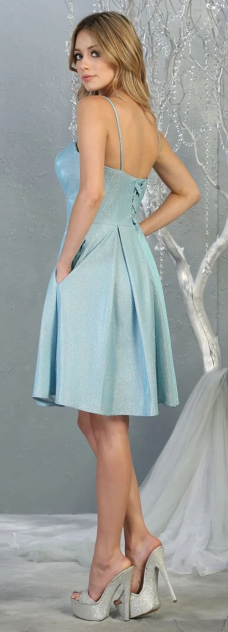 Glitter Short Sleeveless Dress by May Queen MQ1791