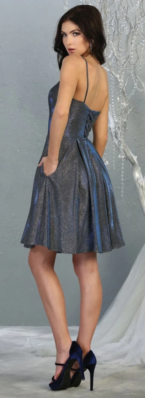 Glitter Short Sleeveless Dress by May Queen MQ1791