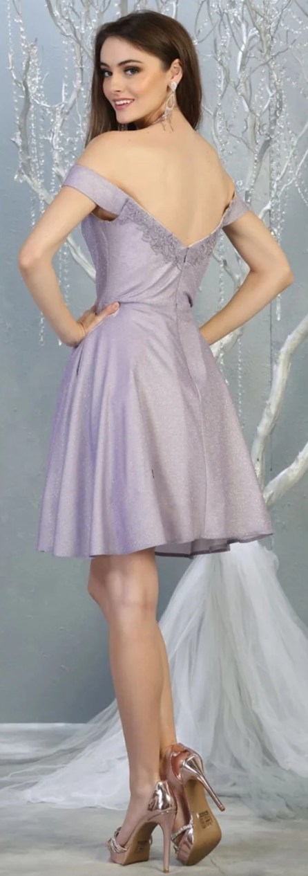 Glitter Short Off Shoulder Dress by May Queen MQ1788