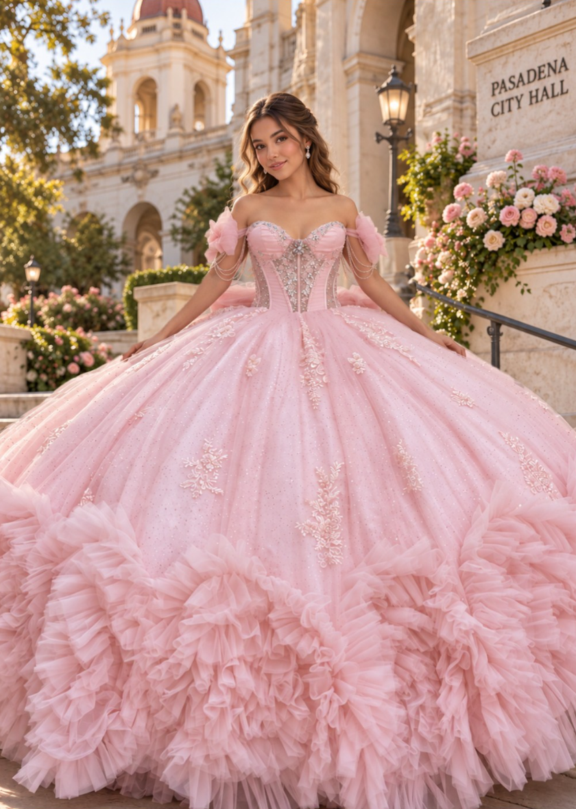 Off Shoulder Ruffled Ball Gown by Bella Princess PQ1119
