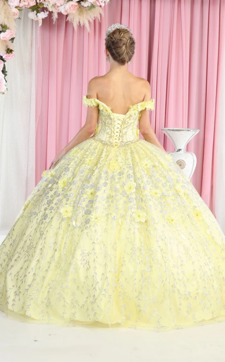 3D Floral Off Shoulder Ball Gown by May Queen LK192