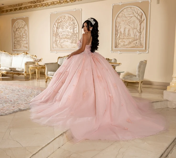 Applique Strapless Ball Gown by May Queen LK288