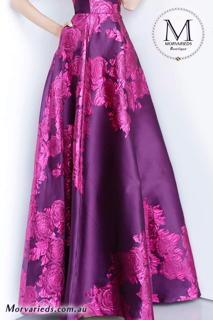 Satin Strapless A-line Slit Gown by Jovani 02038