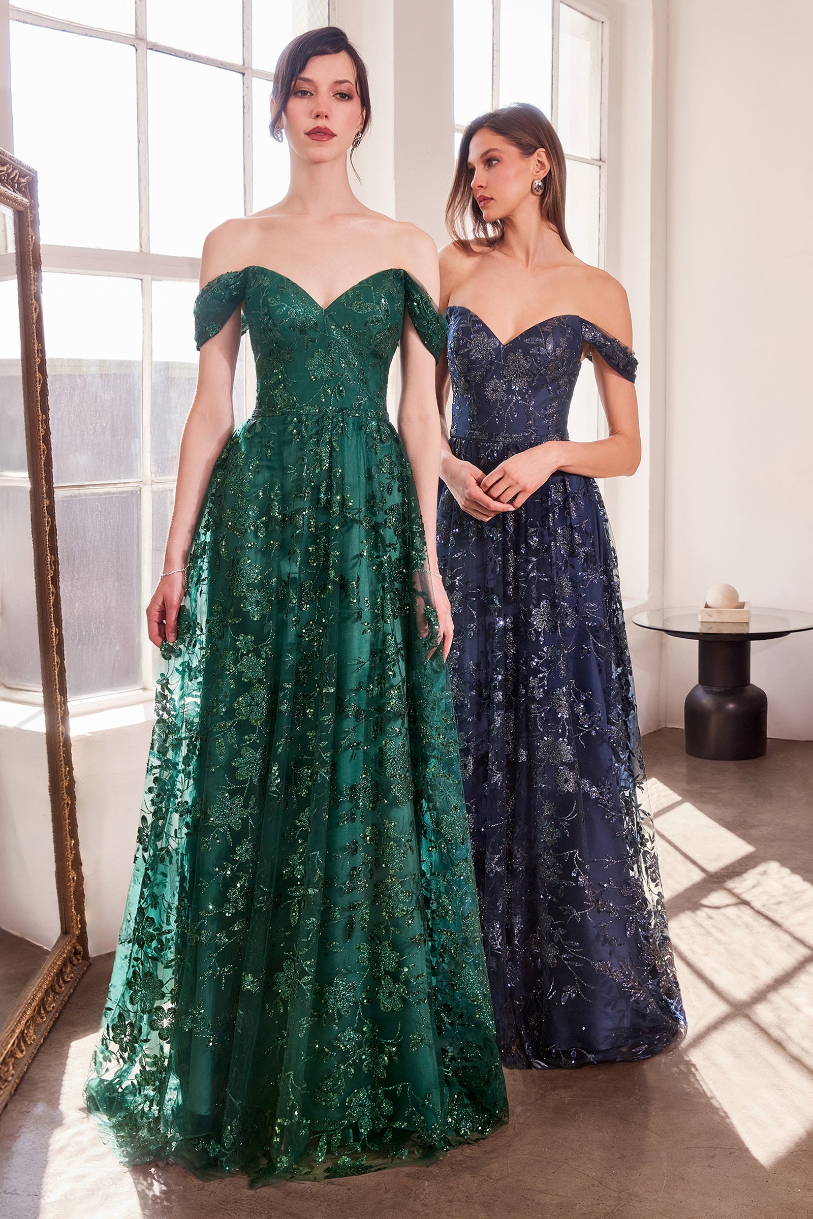 Glitter Print Off Shoulder Gown by Amoris T607 – ABC Fashion