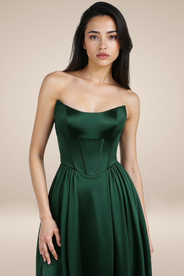Satin Strapless A-line Gown by Amoris T612