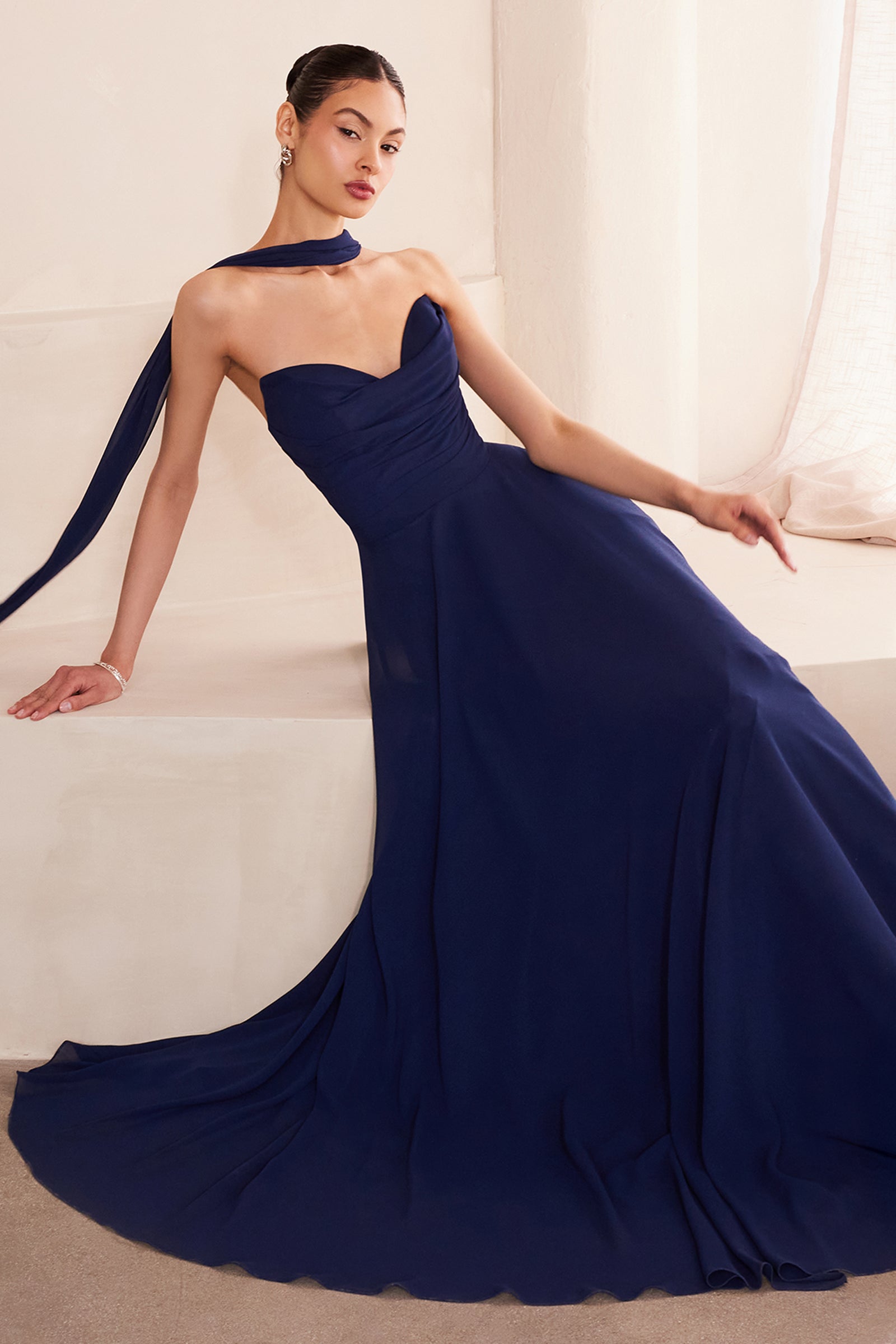 Chiffon Strapless A-line Gown by Ladivine T703 – ABC Fashion