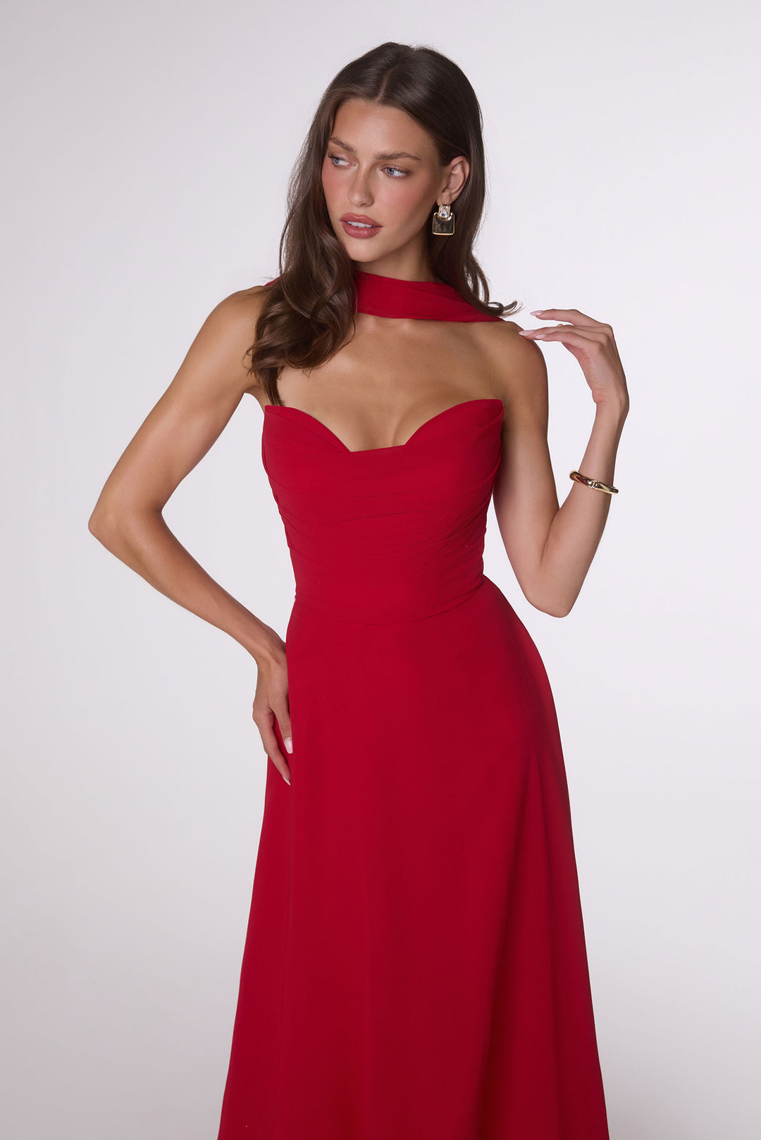 Chiffon Strapless A-line Gown by Amoris T703