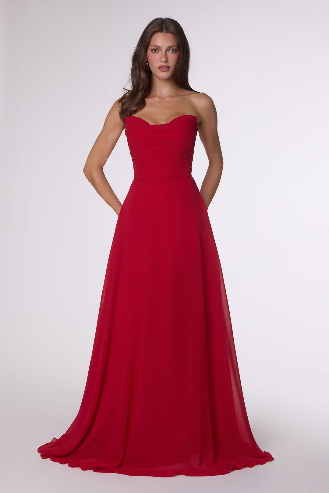 Chiffon Strapless A-line Gown by Ladivine T703