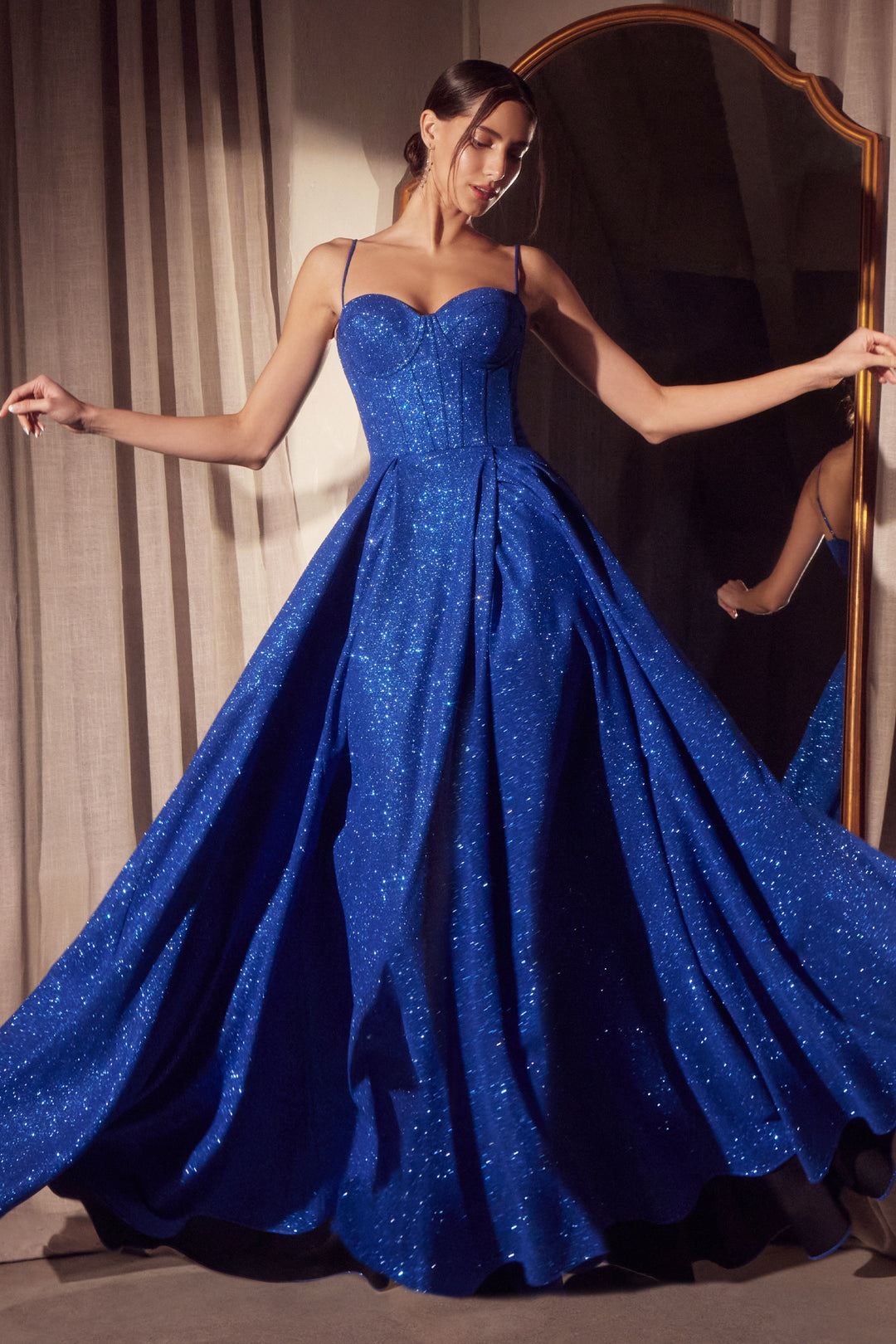 Glitter Sleeveless A-line Slit Gown by Ladivine T706