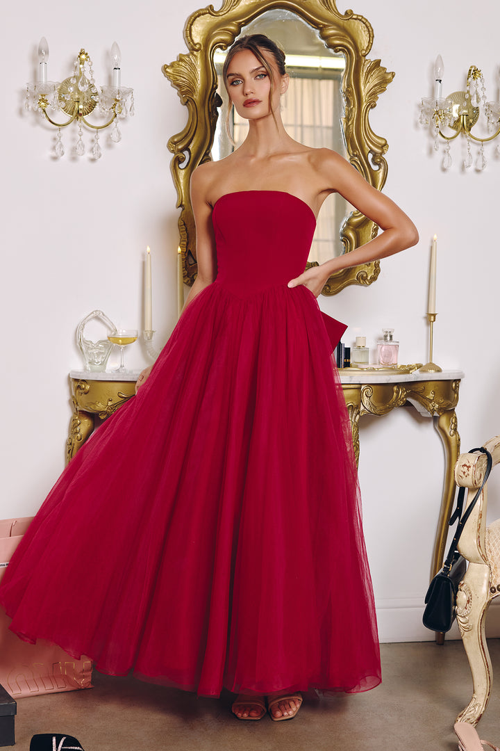Tulle Strapless A-line Gown by Amoris T712
