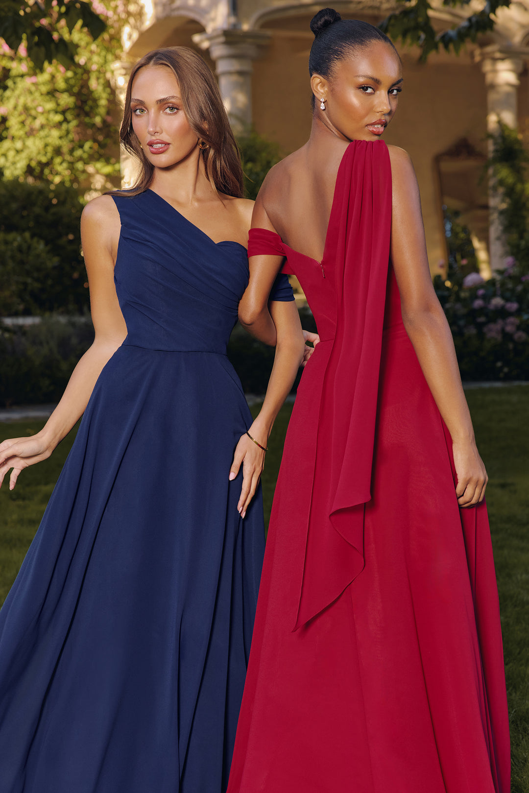 Chiffon One Shoulder A-line Gown by Amoris T716