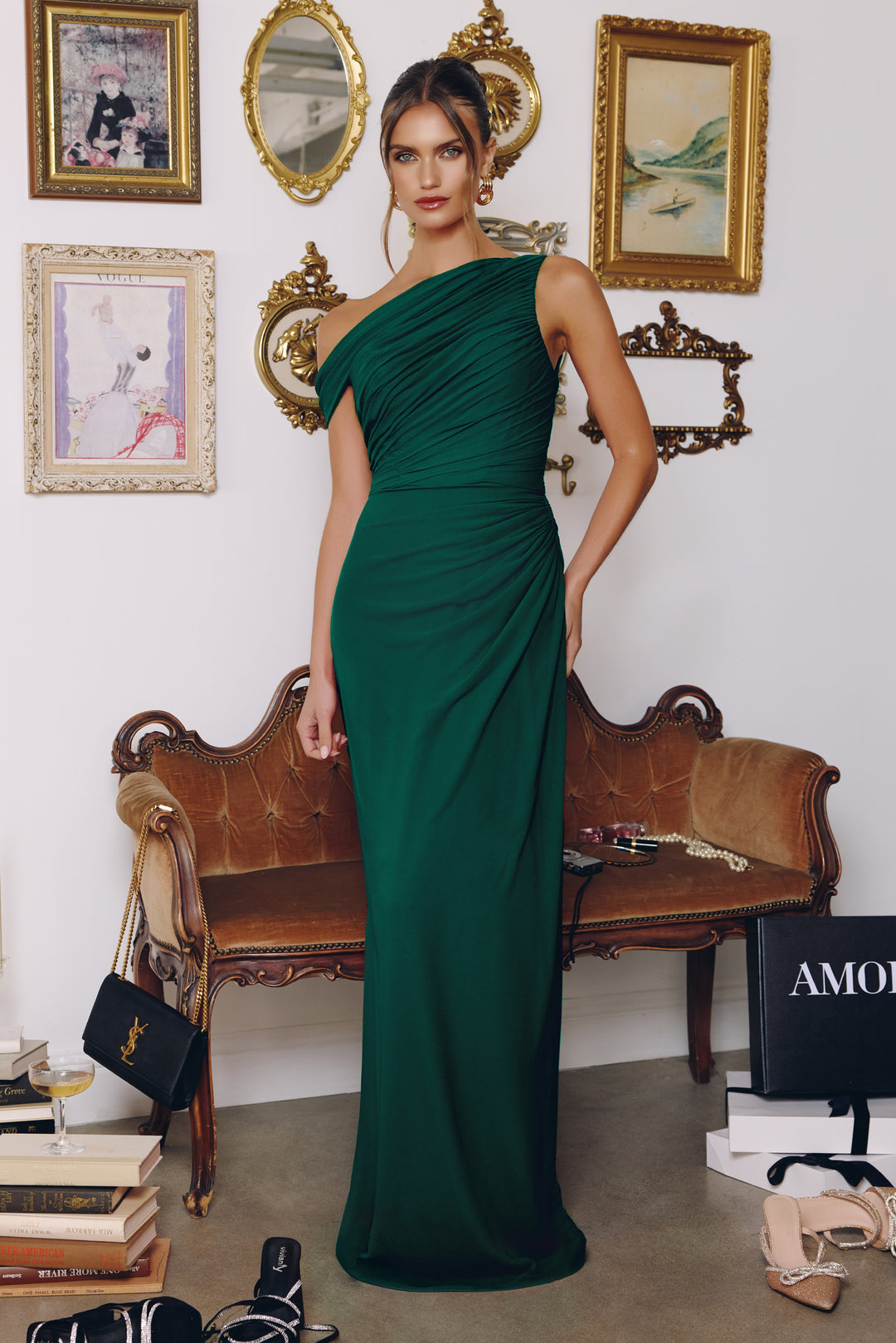 Chiffon Fitted One Shoulder Gown by Amoris T730