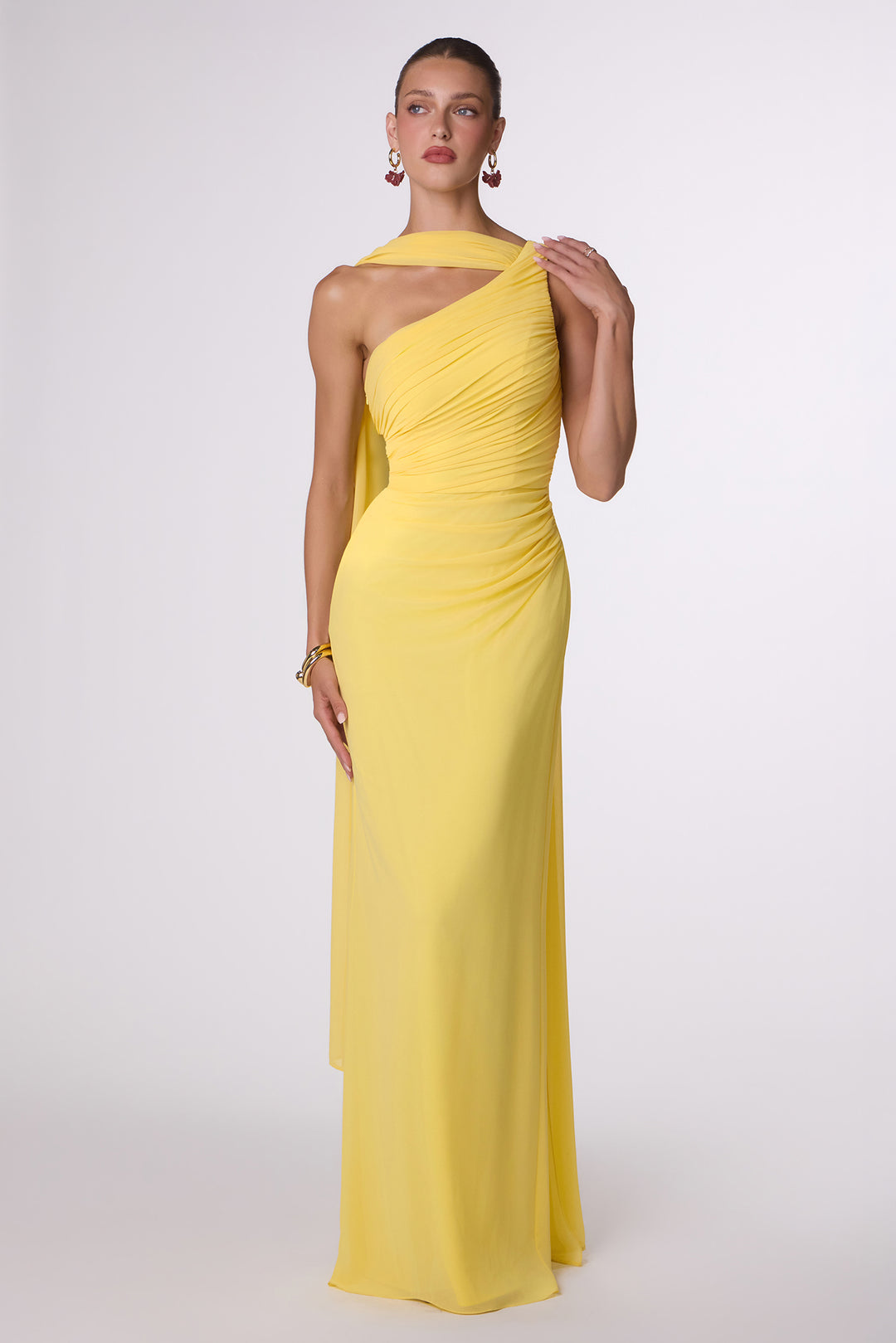 Chiffon Fitted One Shoulder Gown by Amoris T730