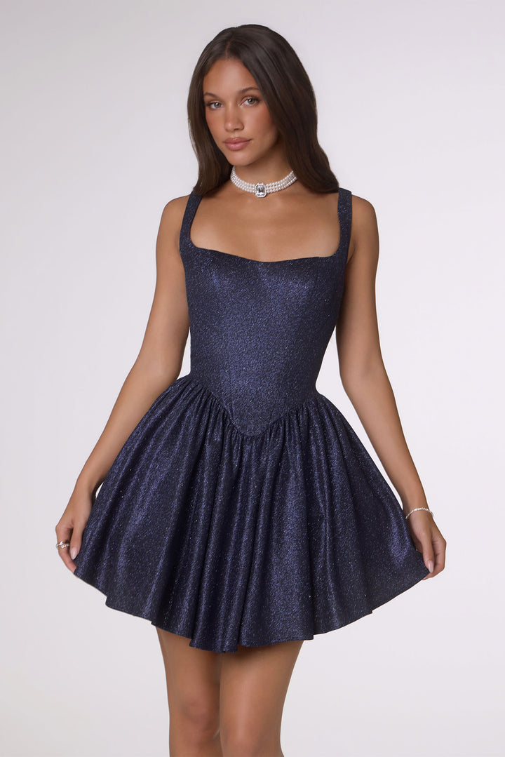 Glitter Short Sleeveless Dress by Amoris T738