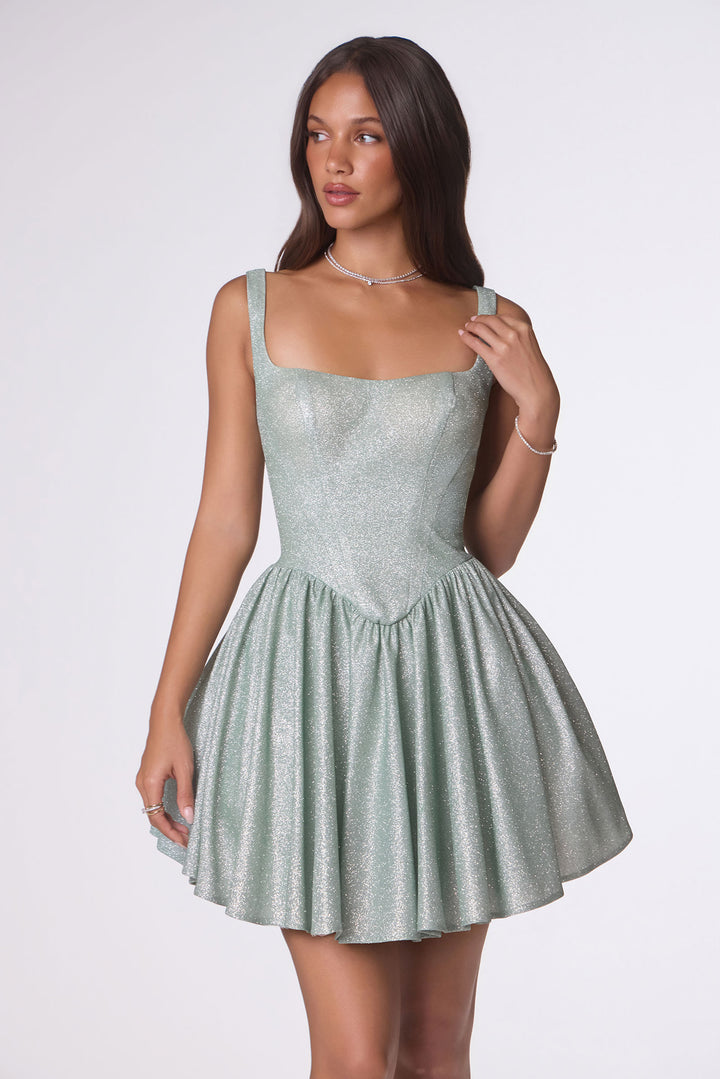 Glitter Short Sleeveless Dress by Amoris T738