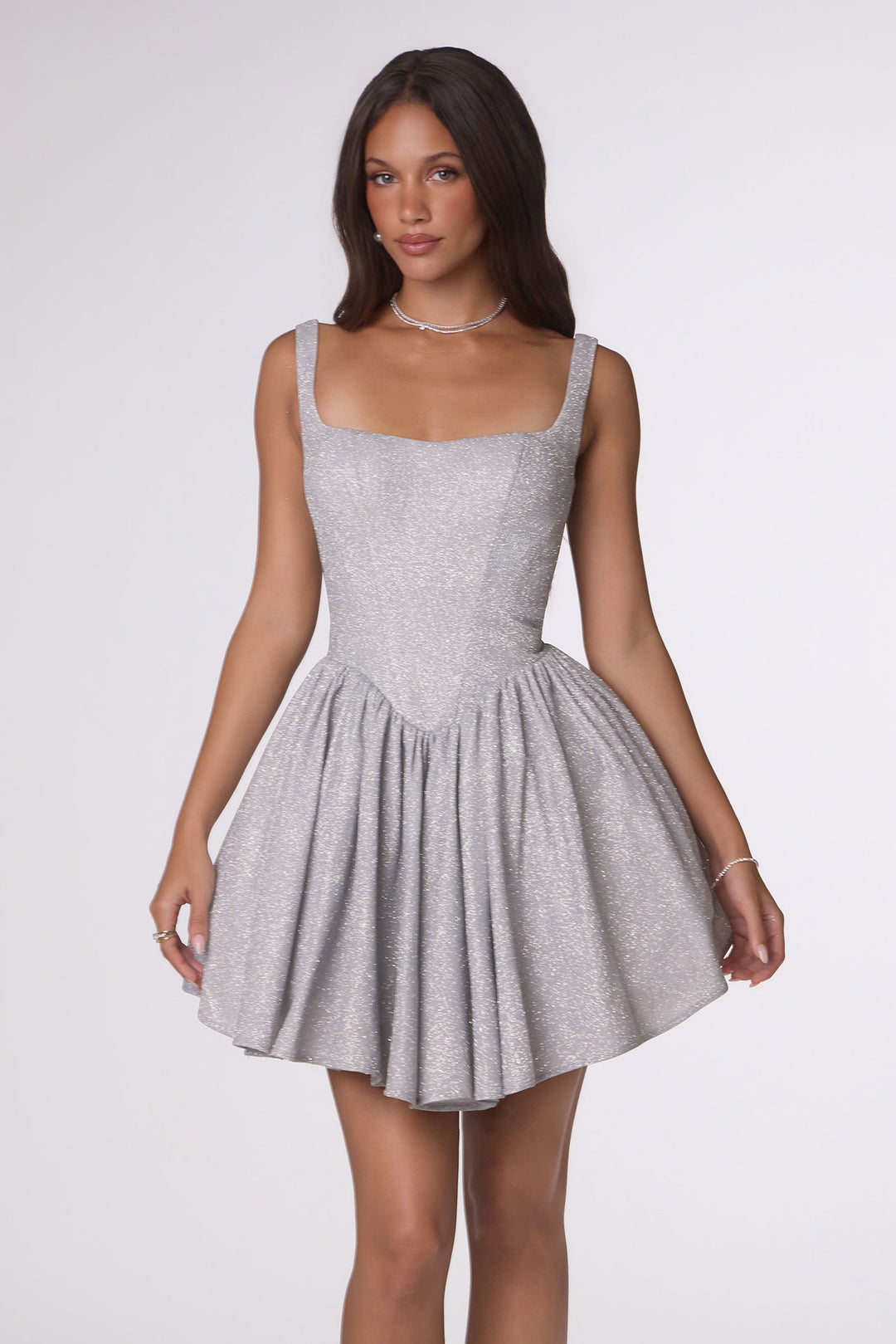 Glitter Short Sleeveless Dress by Amoris T738