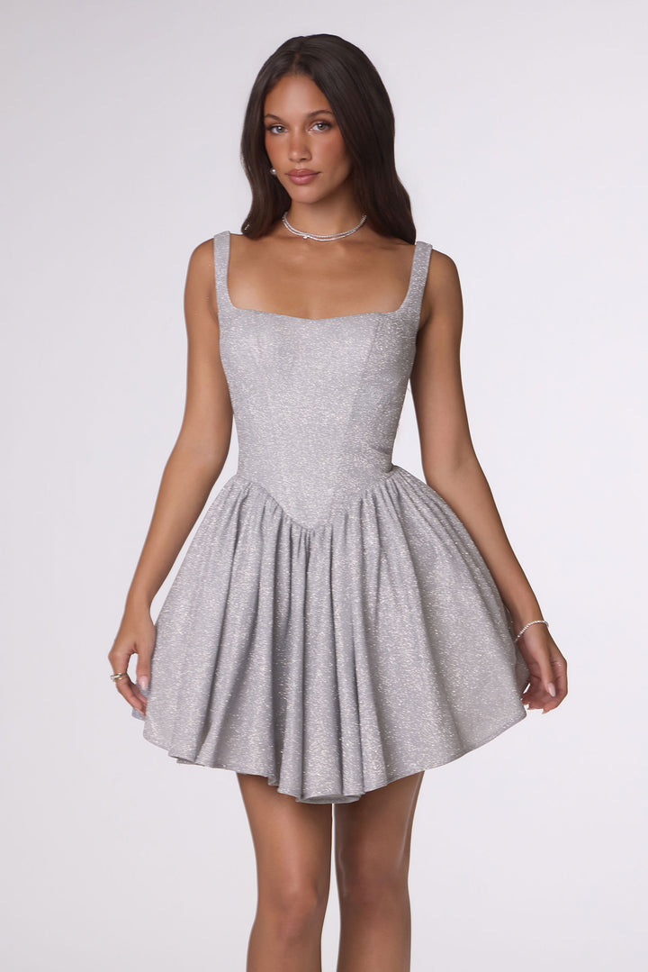 Glitter Short Sleeveless Dress by Amoris T738