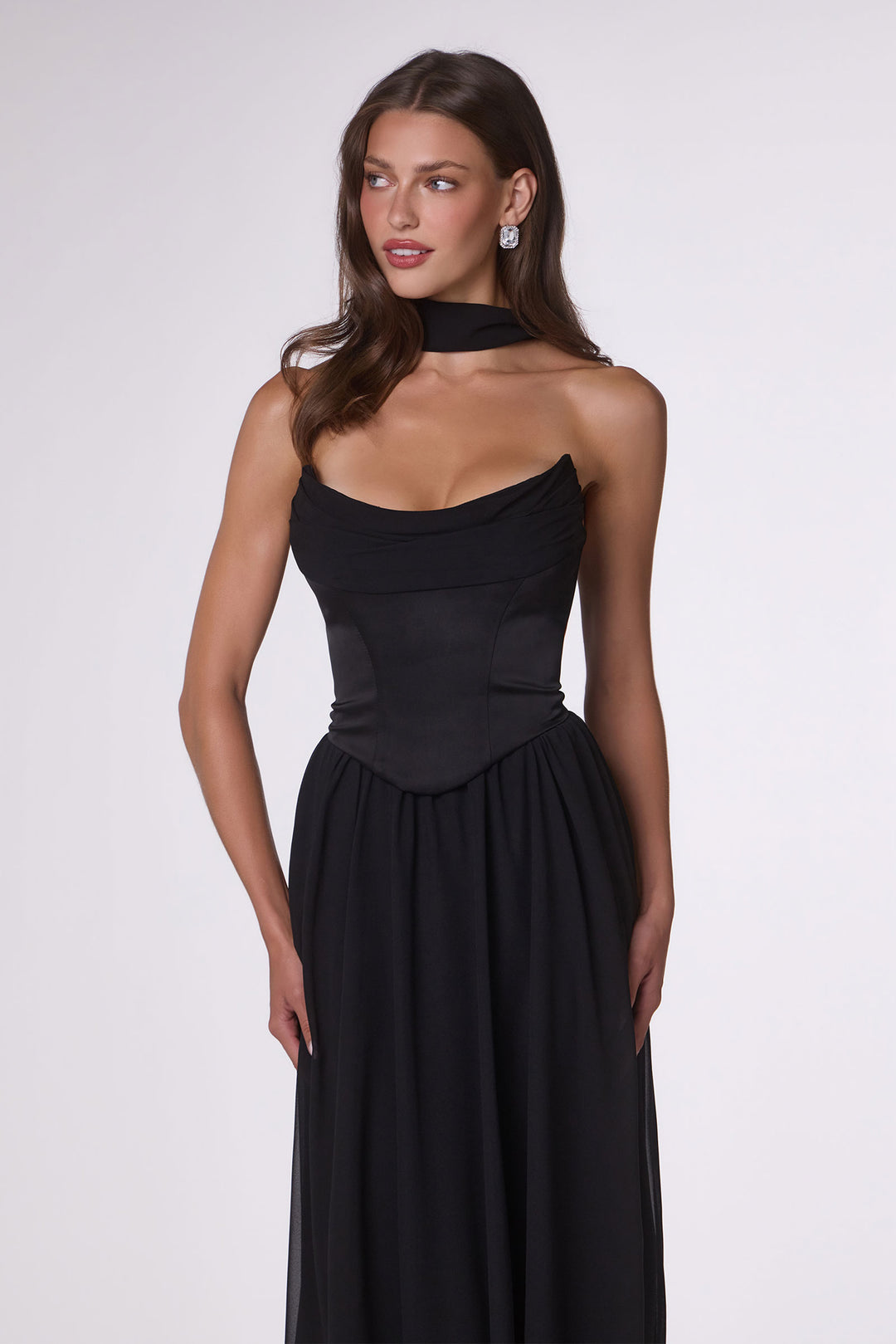 Chiffon Strapless A-line Gown by Amoris T741