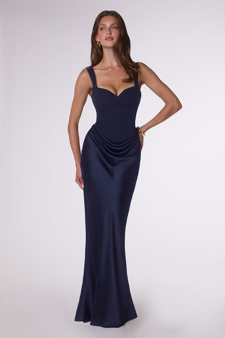 Satin Fitted Sleeveless Gown by Amoris T742