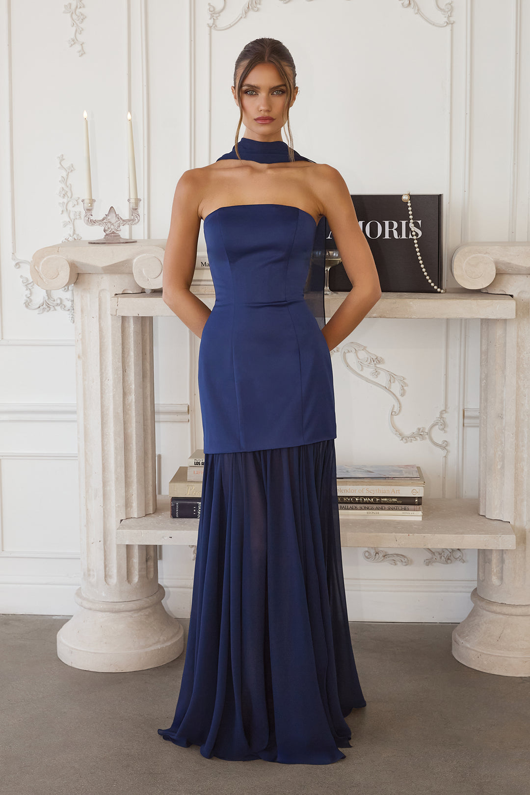 Satin Chiffon Strapless Slit Gown by Amoris T825 ABC Fashion Satin Chiffon Strapless Slit Gown by Amoris T825 ABC Fashion