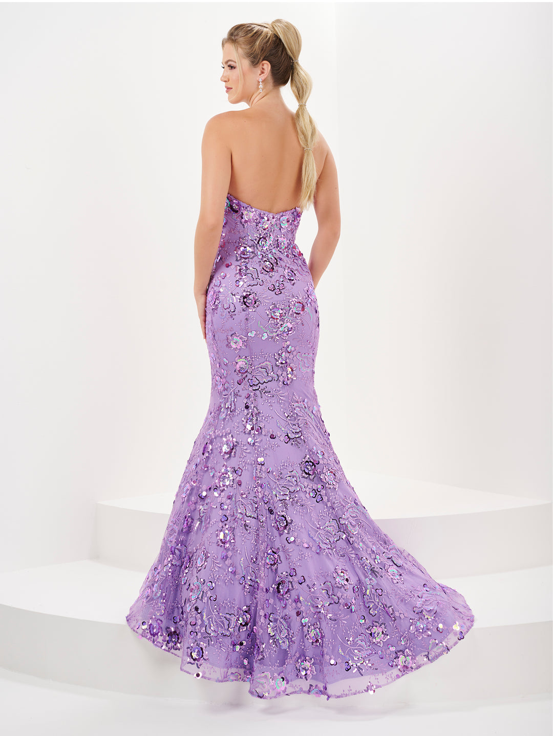 Sequin Applique Strapless Mermaid Dress by Tiffany Designs 16052