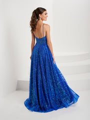 Beaded Glitter Print Sleeveless Gown by Tiffany Designs 16088