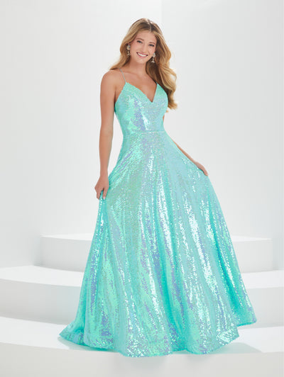 Sequin Sleeveless A-line Gown by Tiffany Designs 16002