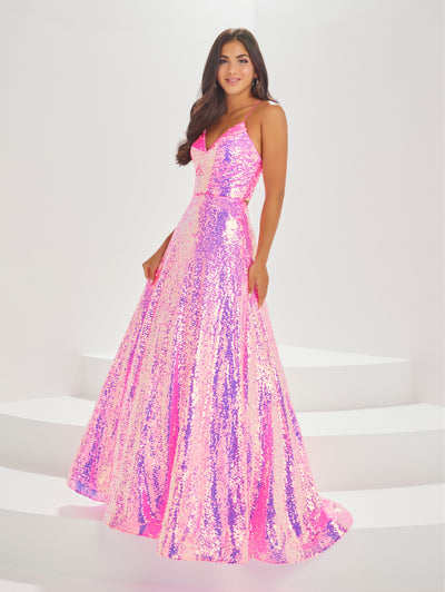 Sequin Sleeveless A-line Gown by Tiffany Designs 16002