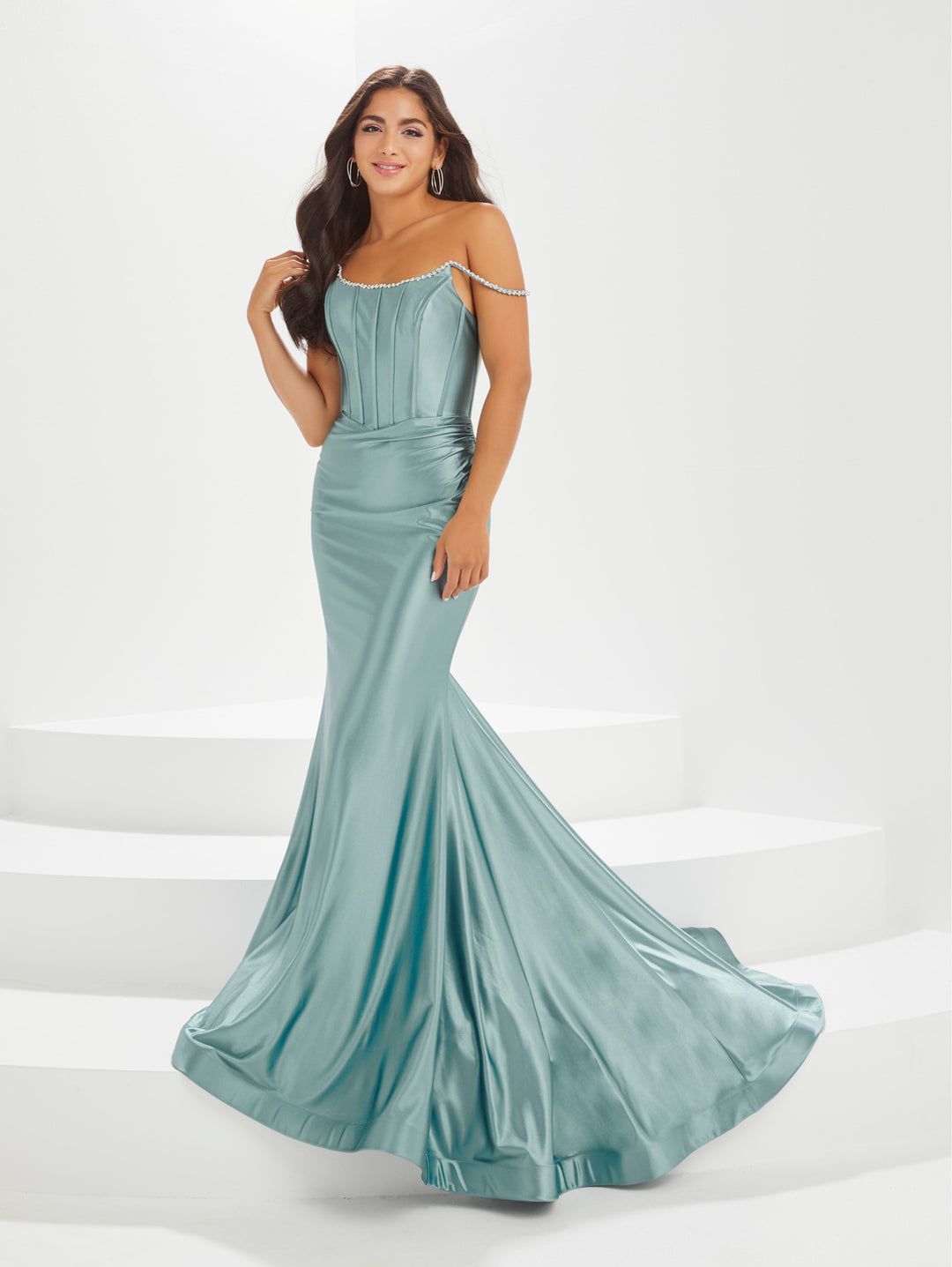Off Shoulder Corset Mermaid Dress by Tiffany Designs 16003
