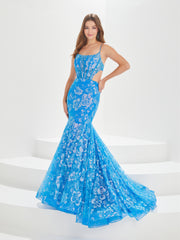 Glitter Print Corset Mermaid Dress by Tiffany Designs 16011