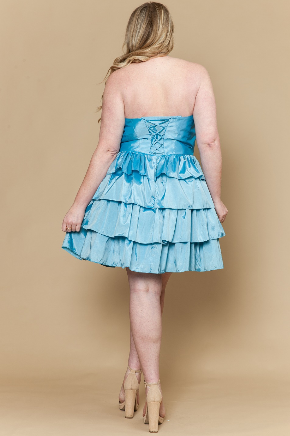 Plus Size Short A-line Tiered Dress by Poly USA W1216