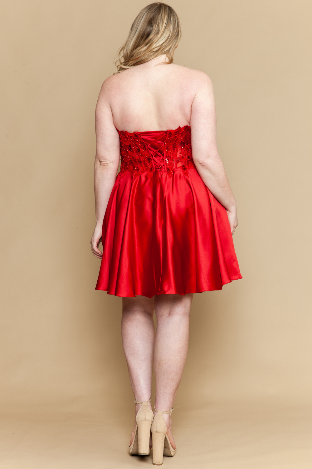 Plus Size Short Strapless A-line Dress by Poly USA W1220