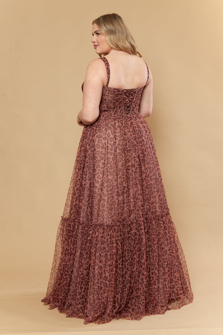 Plus Size Animal Print A-line Gown by Poly USA W1226