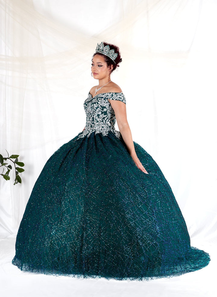 Glitter Print Off Shoulder Ball Gown by Calla WB-20509