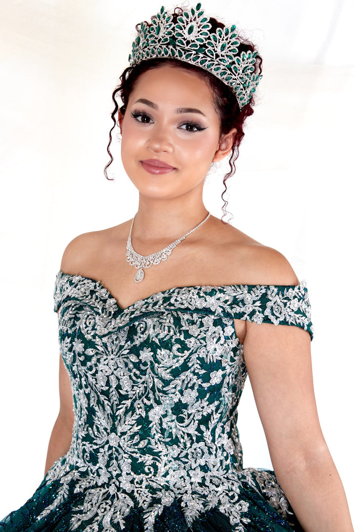 Glitter Print Off Shoulder Ball Gown by Calla WB-20509