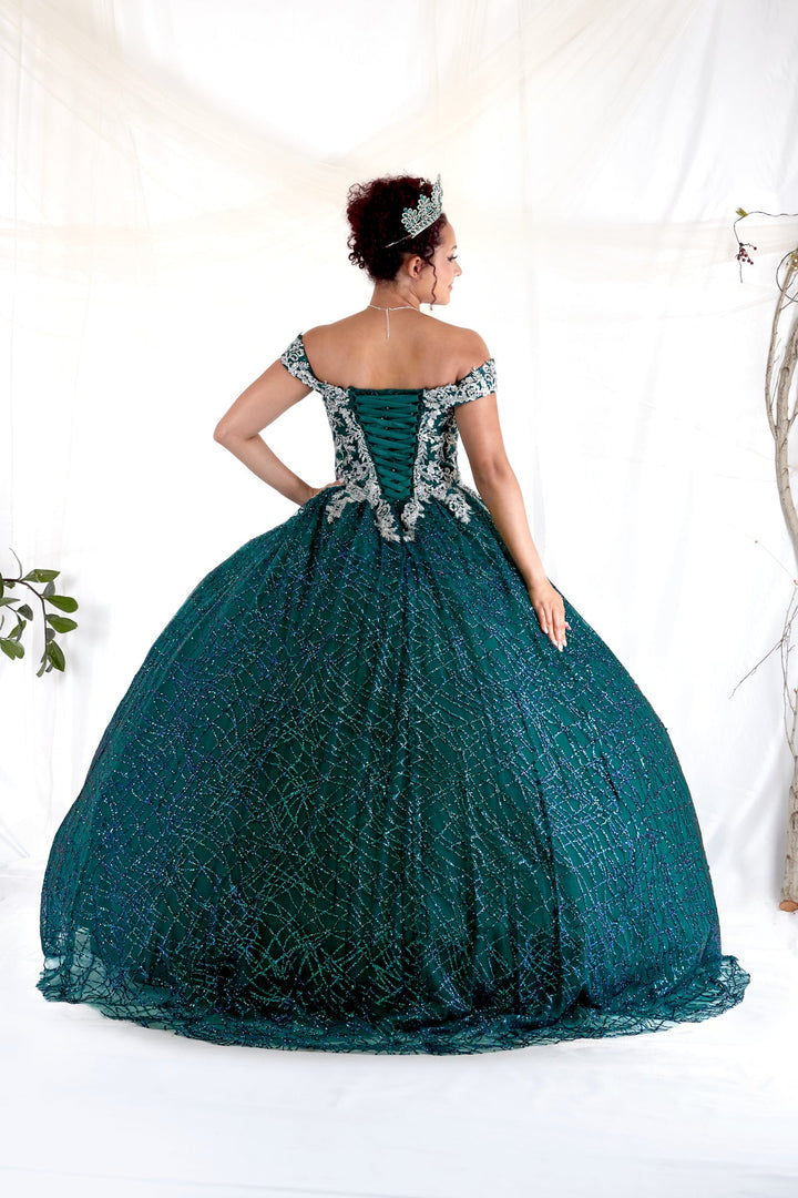 Glitter Print Off Shoulder Ball Gown by Calla WB-20509