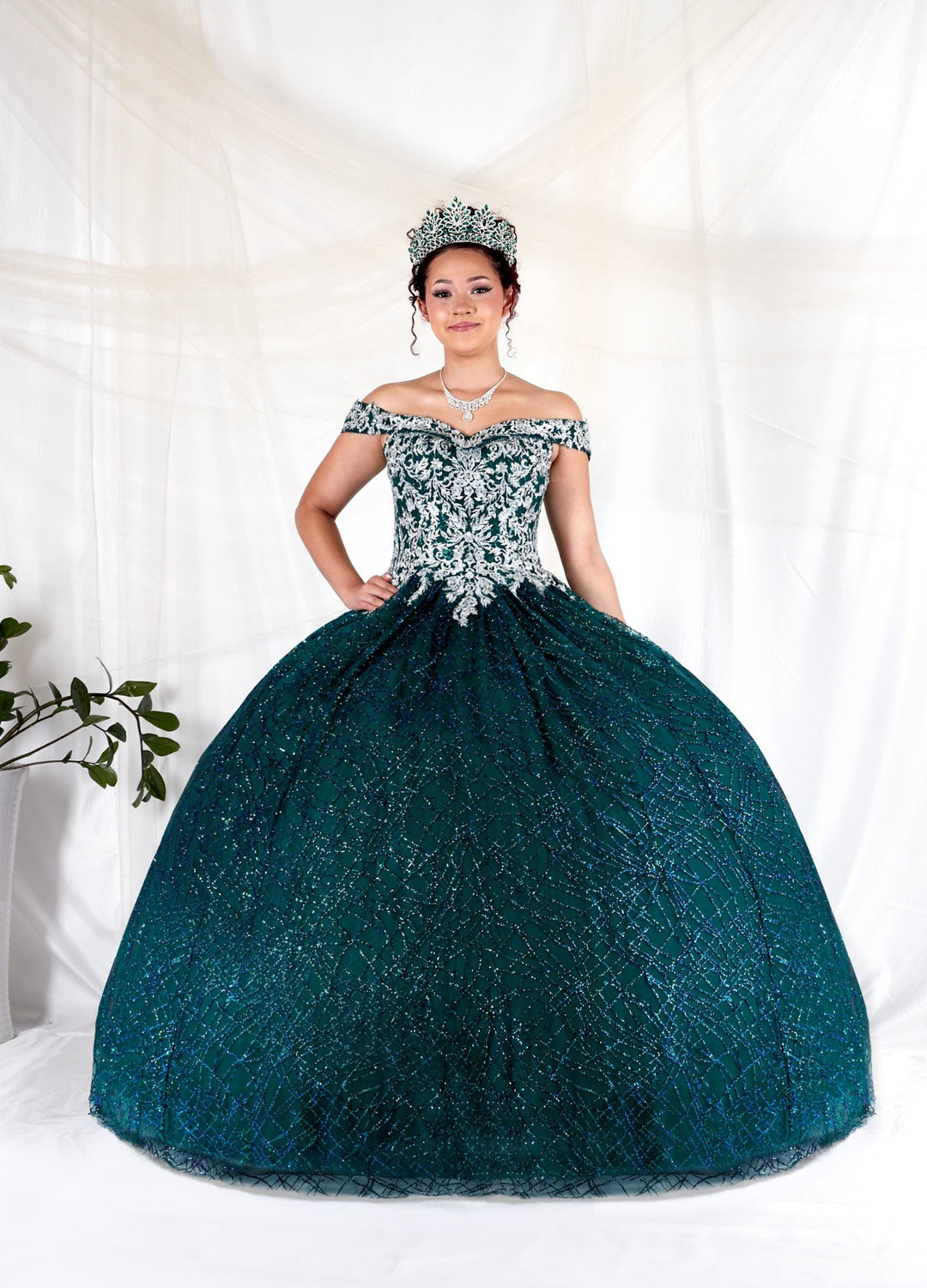 Glitter Print Off Shoulder Ball Gown by Calla WB-20509