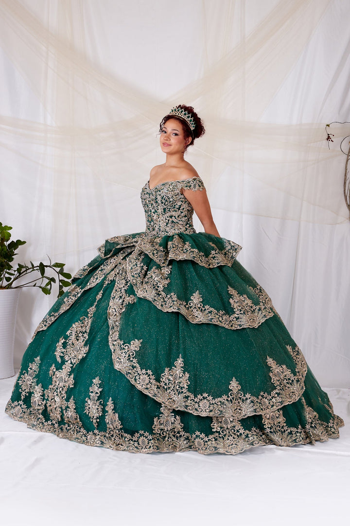 Applique Off Shoulder Layered Ball Gown by Calla WB-20525