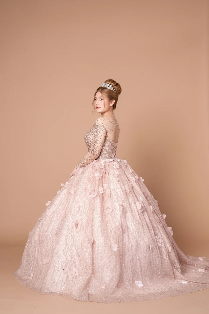 3D Floral Long Sleeve Ball Gown by Calla KY-82256
