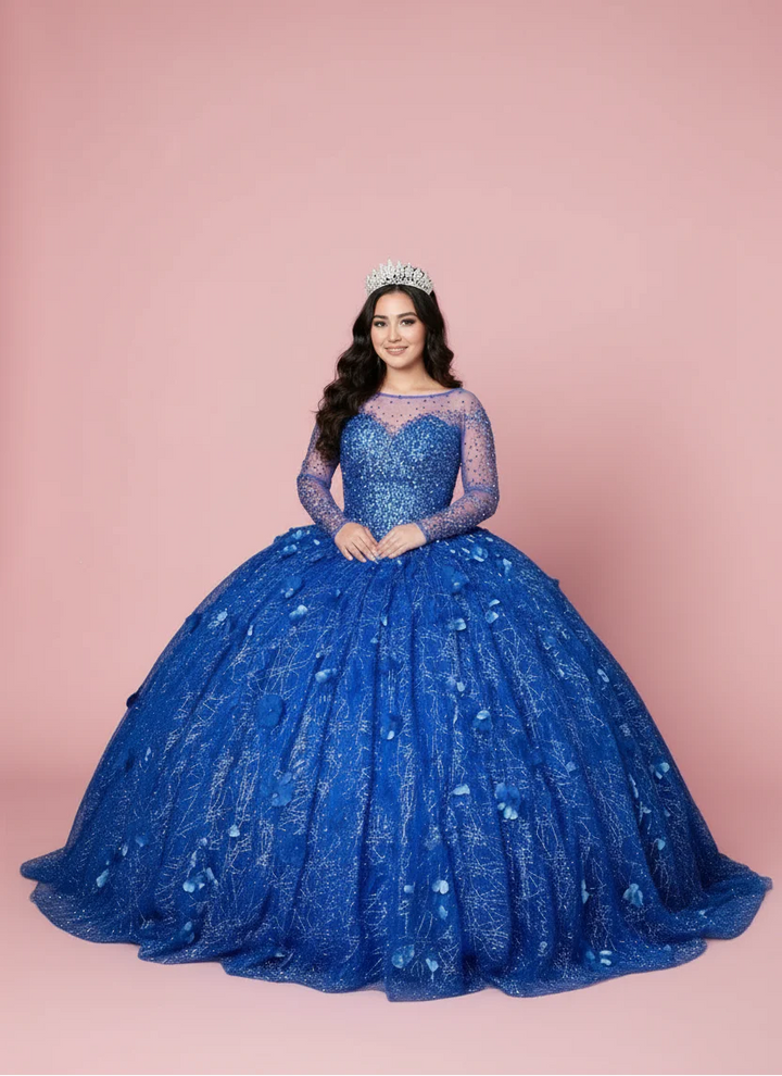 3D Floral Long Sleeve Ball Gown by Calla KY-82256