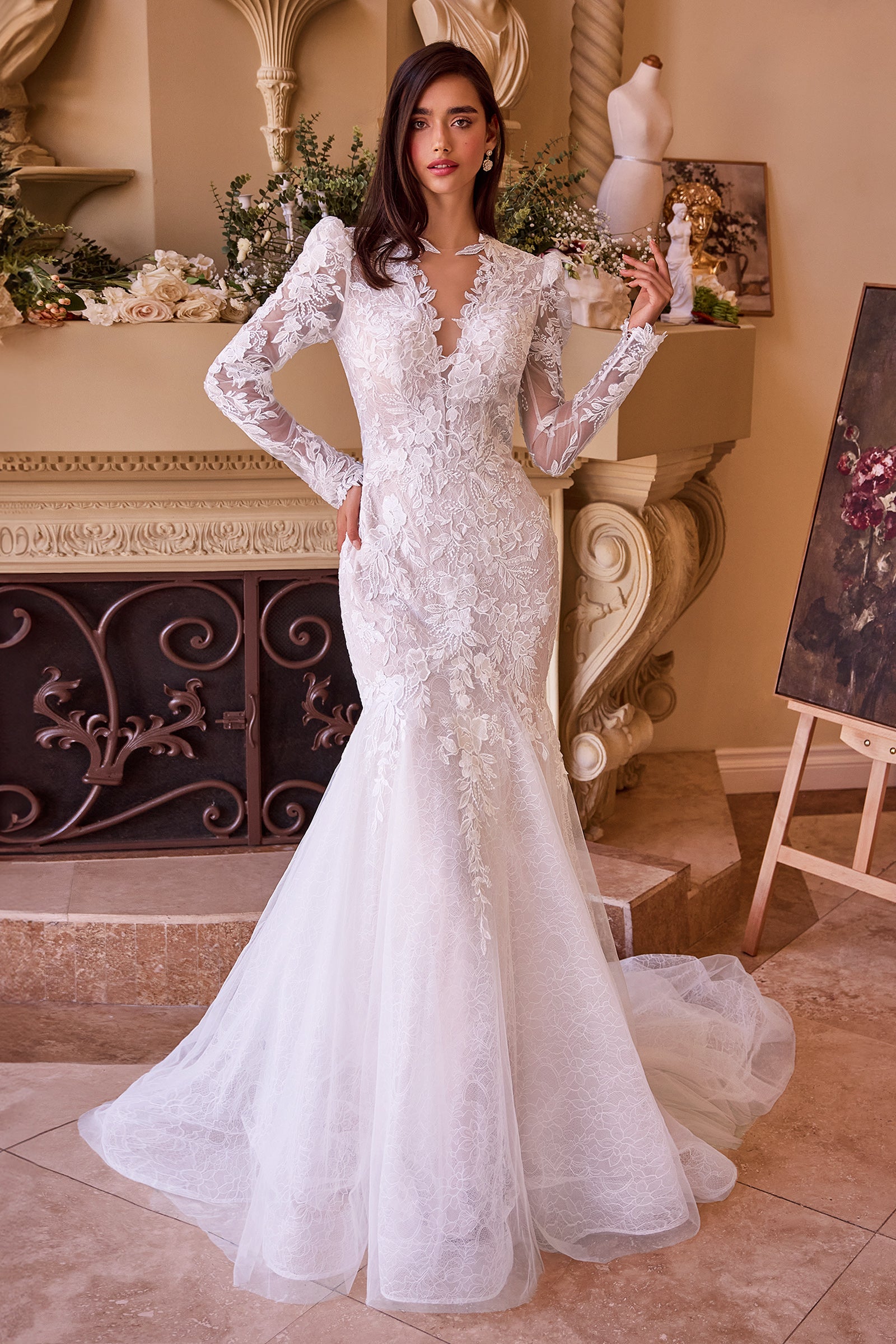 Mermaid wedding gowns with long sleeves online