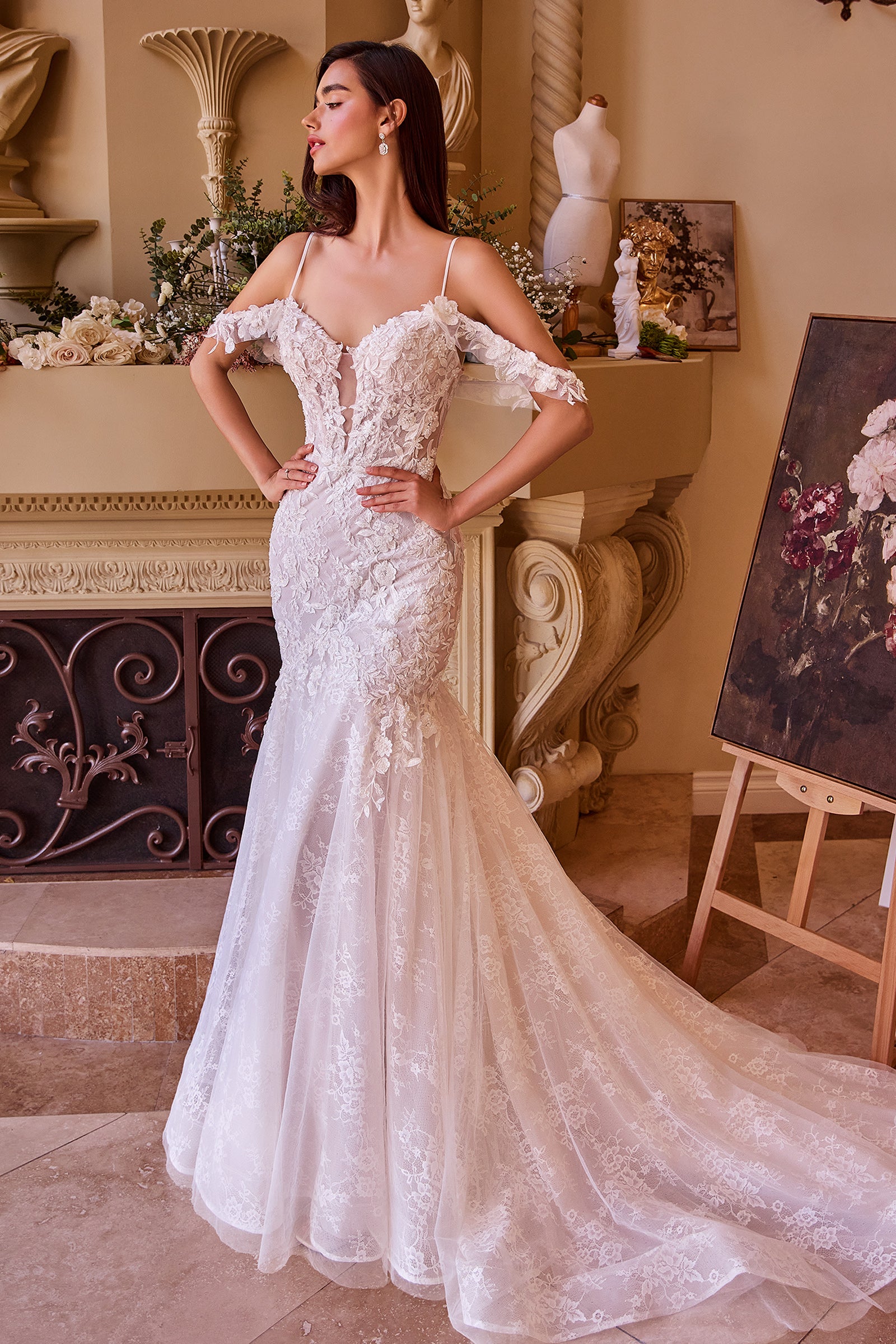 Fitted Cold Shoulder Bridal Gown by Ladivine WL051 – ABC Fashion