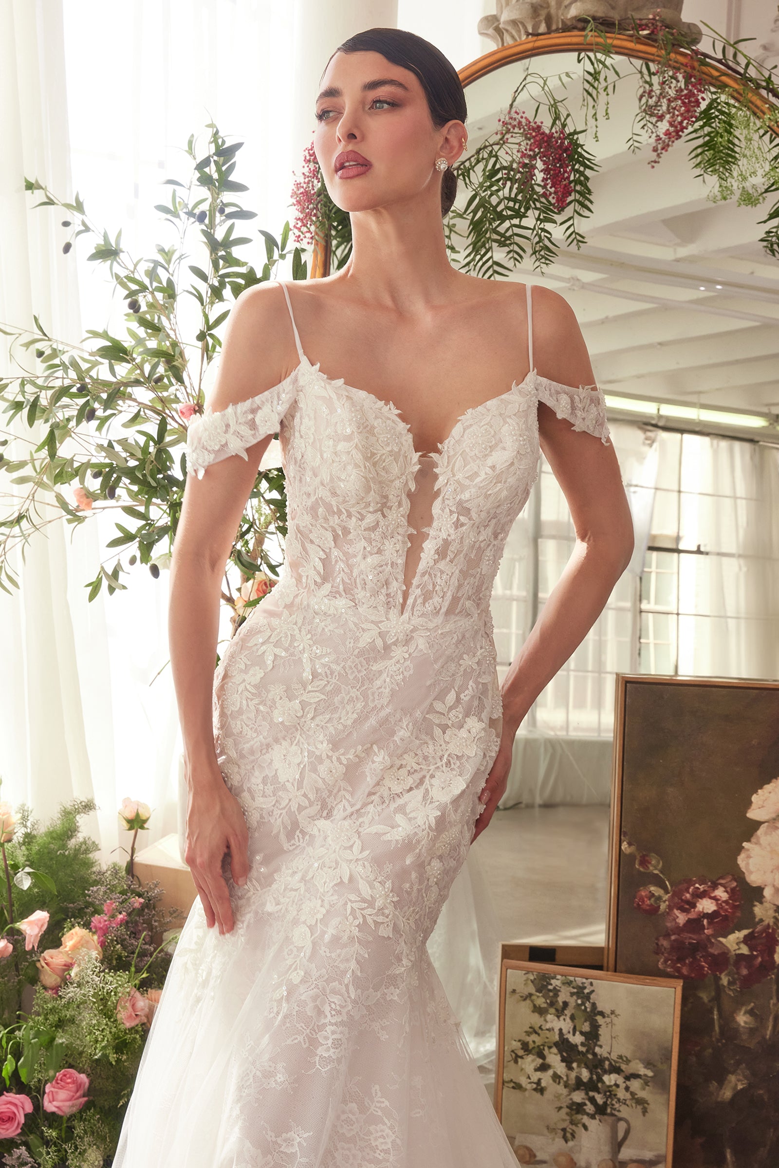 Fitted Cold Shoulder Bridal Gown by Ladivine WL051 – ABC Fashion