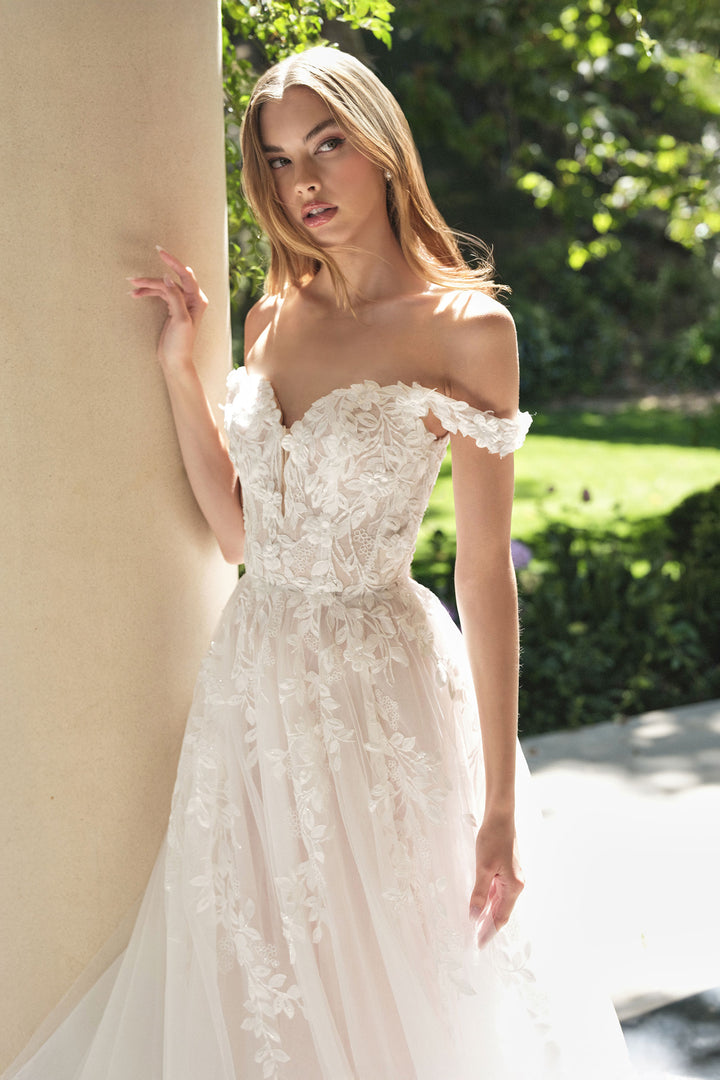 Applique Off Shoulder Bridal Gown by Ladivine WL057