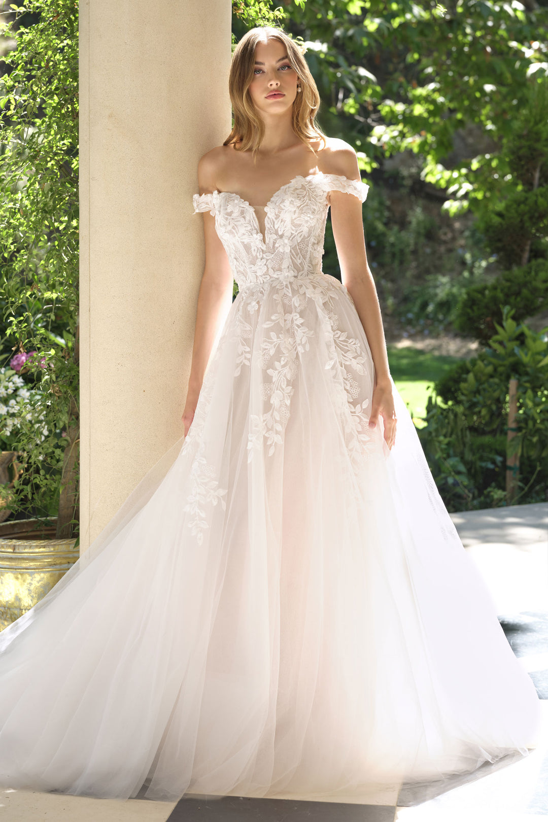 Applique Off Shoulder Bridal Gown by Ladivine WL057